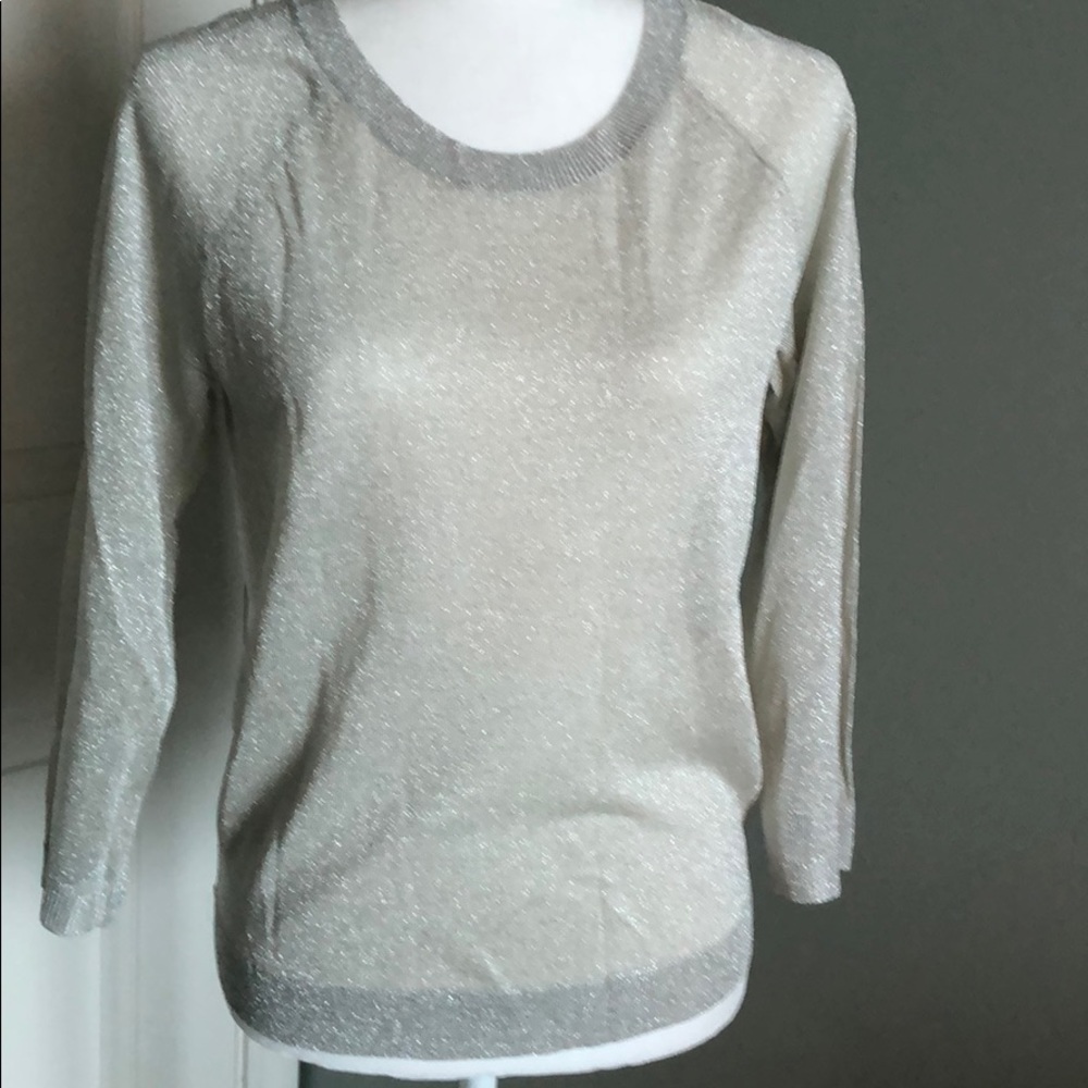 Halogen Sheer Silver Sparkle Sweater NWOT